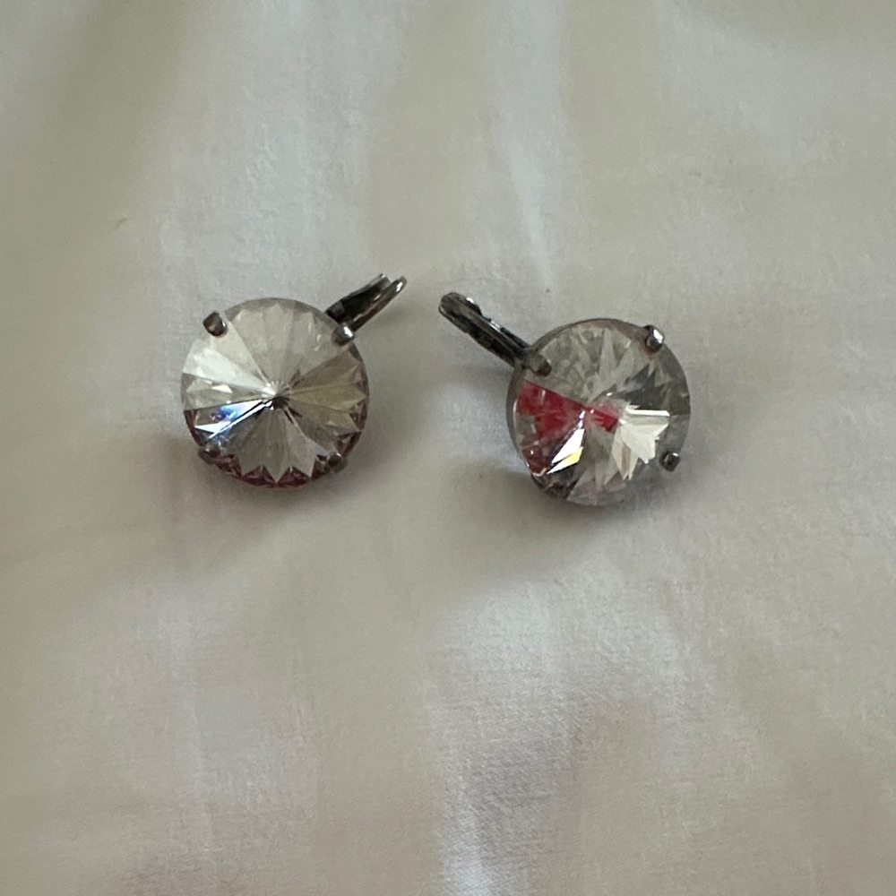 Sabika Silver Crystal Round Earrings